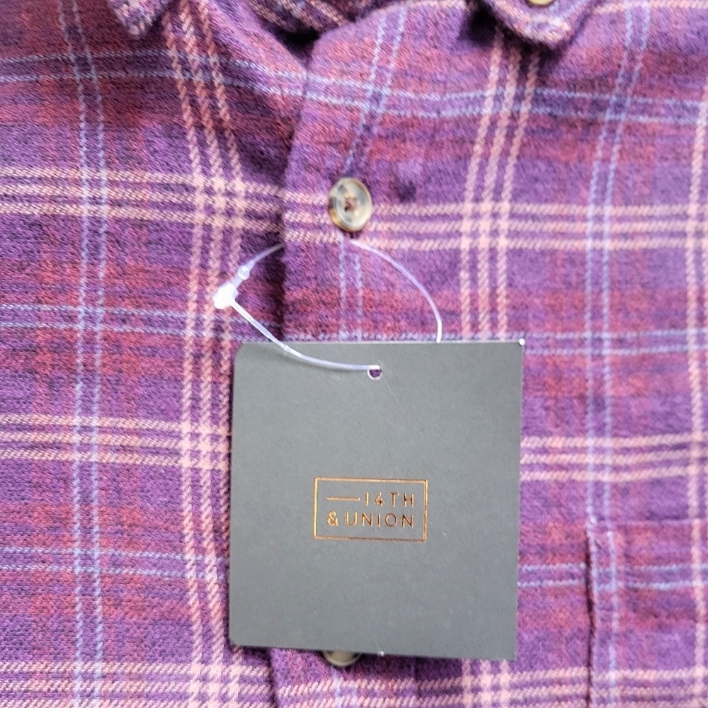 14th & Union // Men's Beck Plaid Flannel Shirt / L /  Purple ~ NWT - Picture 2 of 4